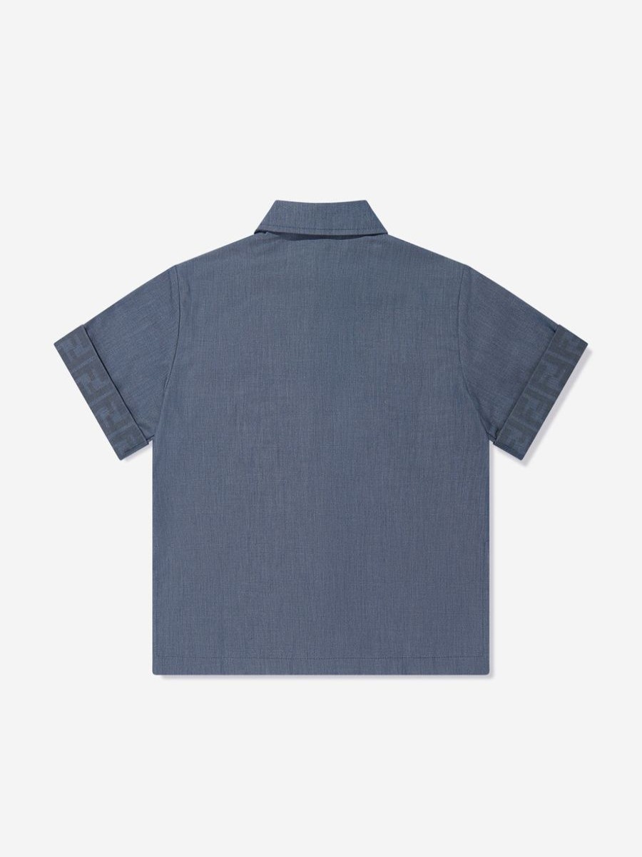 Boys Fendi Kids Shirts | Boys Chambray Pocket Shirt In Blue