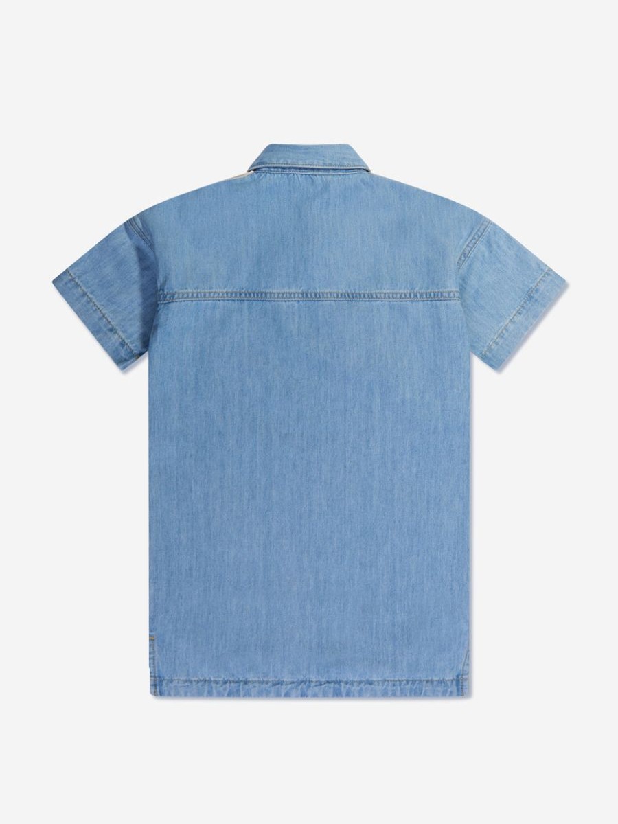 Teen Palm Angels Dresses | Girls Track Chambray Shirt Dress In Blue