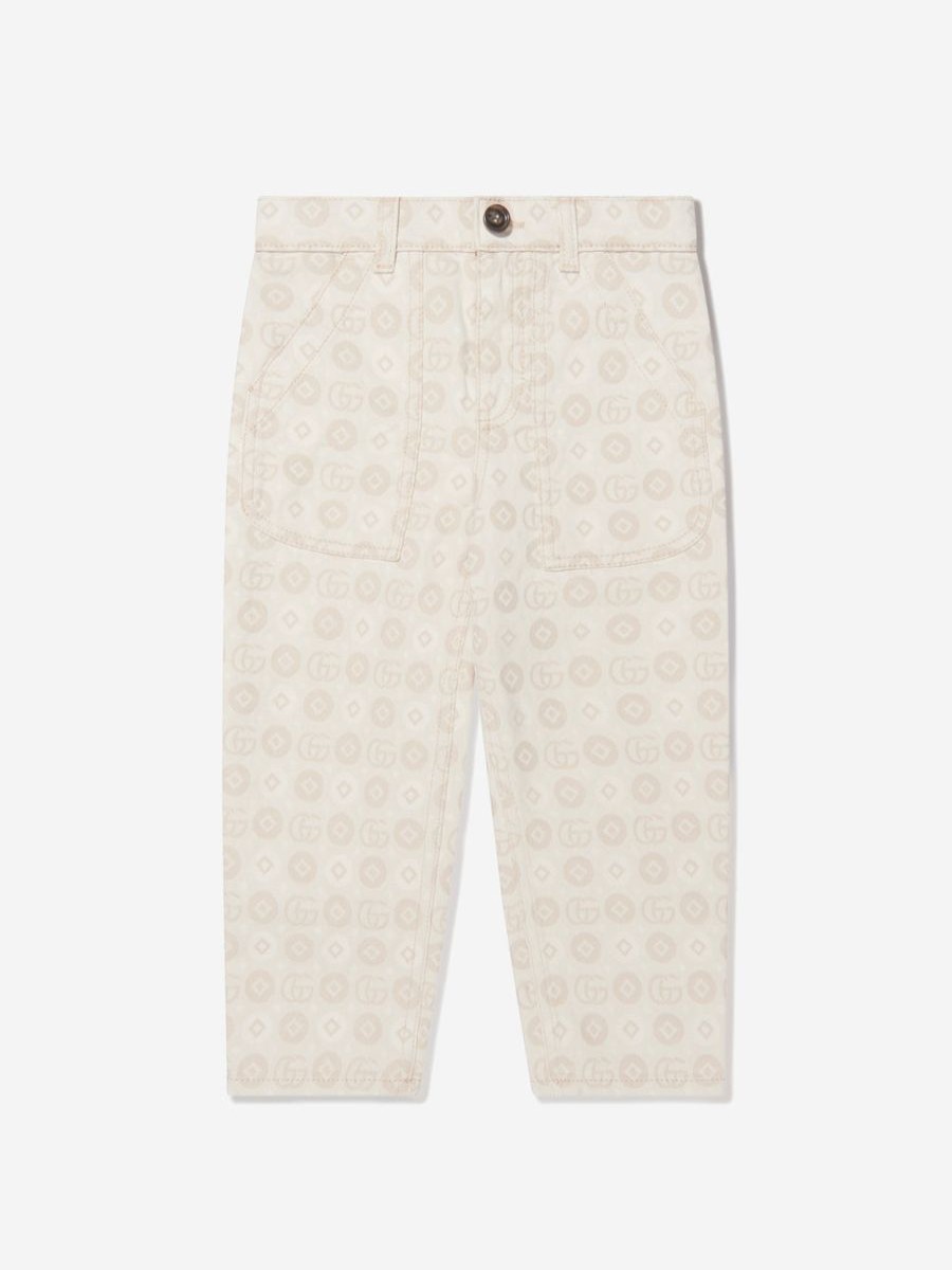 Boys Gucci Kids Jeans | Kids Jacquard Gg Denim Jeans In Ivory