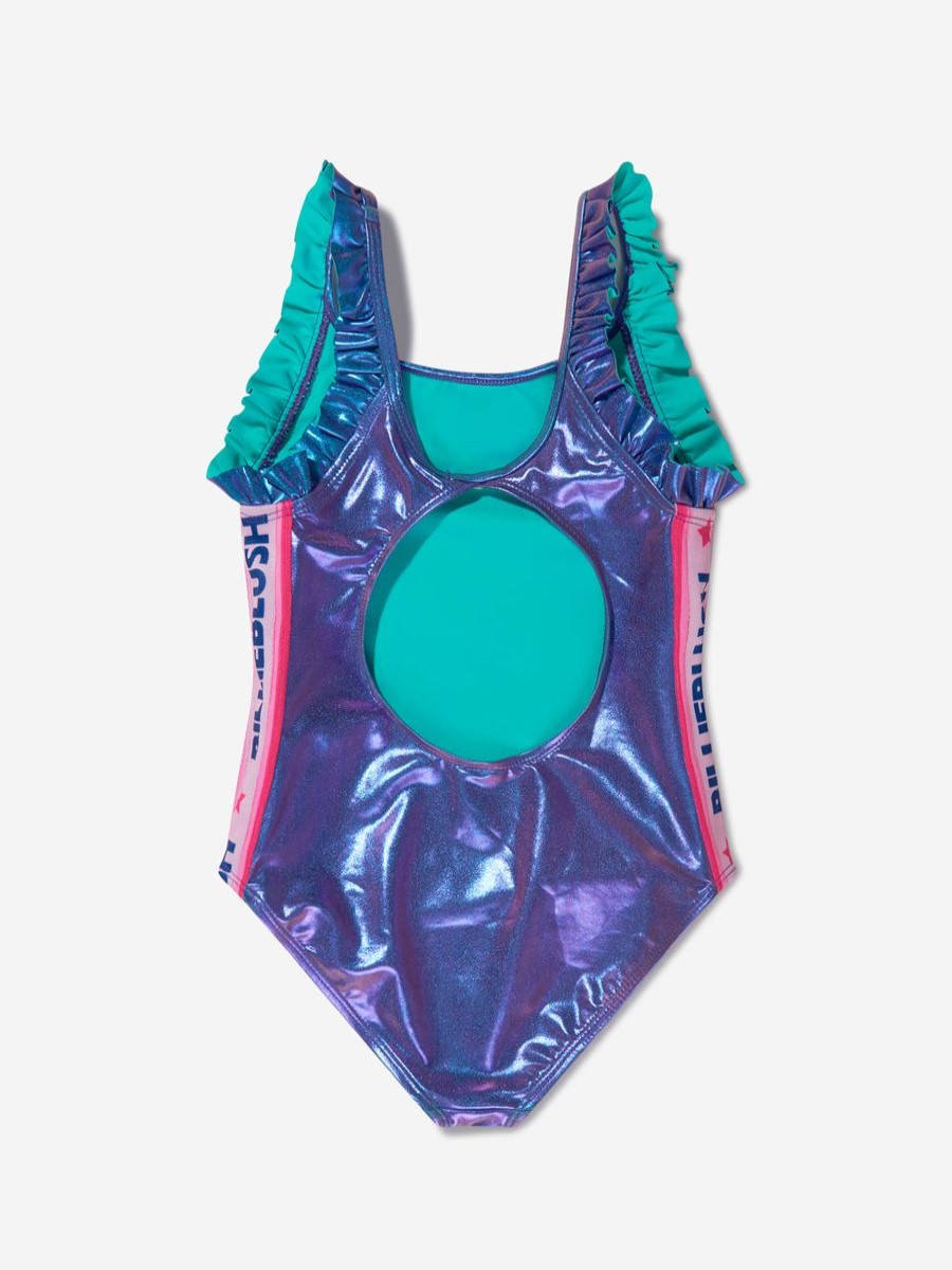 Girls Billieblush Swimwear | Girls Logo Trim Swimming Costume In Blue