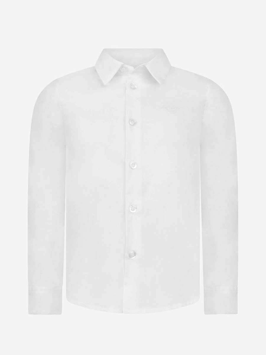 Boys Emporio Armani Shirts | Emporio Armani - Boys Cotton Long Sleeve Branded Shirt | Childsplay Clothing