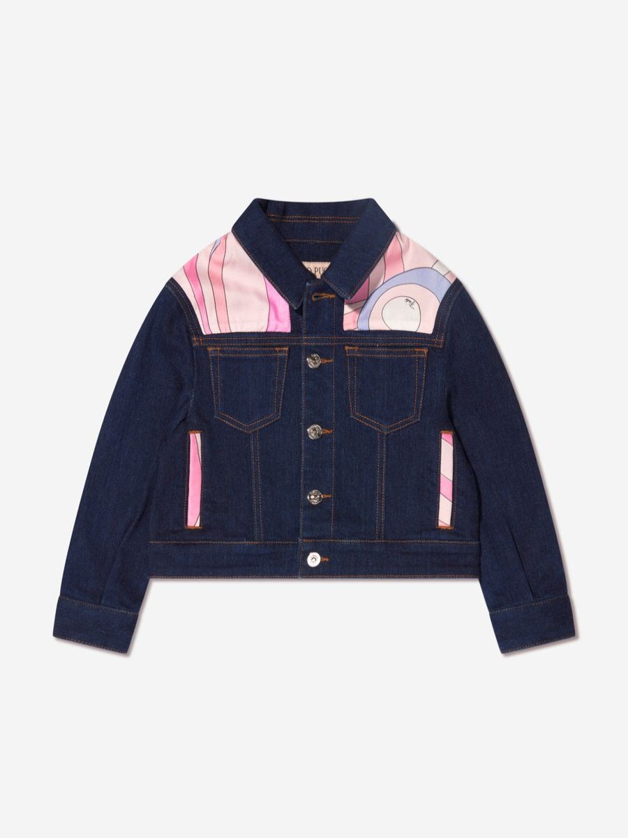 Girls Emilio Pucci Coats & Jackets | Emilio Pucci - Girls Marmo Denim Jacket In Blue | Childsplay Clothing