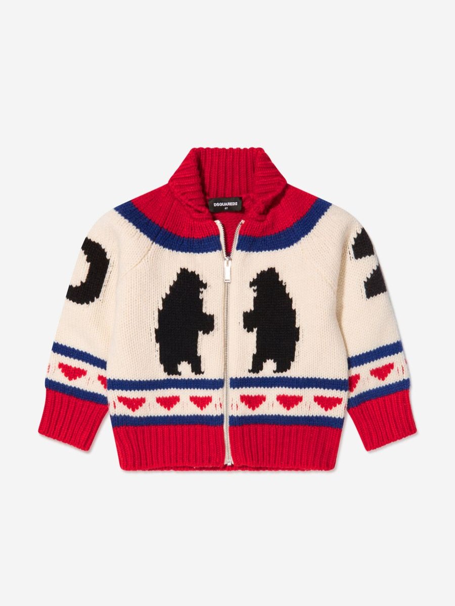 Boys Dsquared2 Kids Jumpers & Cardigans | Dsquared2 Kids - Kids Wool Knitted Zip Up Jumper | Childsplay Clothing