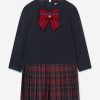 Girls Patachou Dresses | Girls Jersey And Tartan Skirt Dress In Red