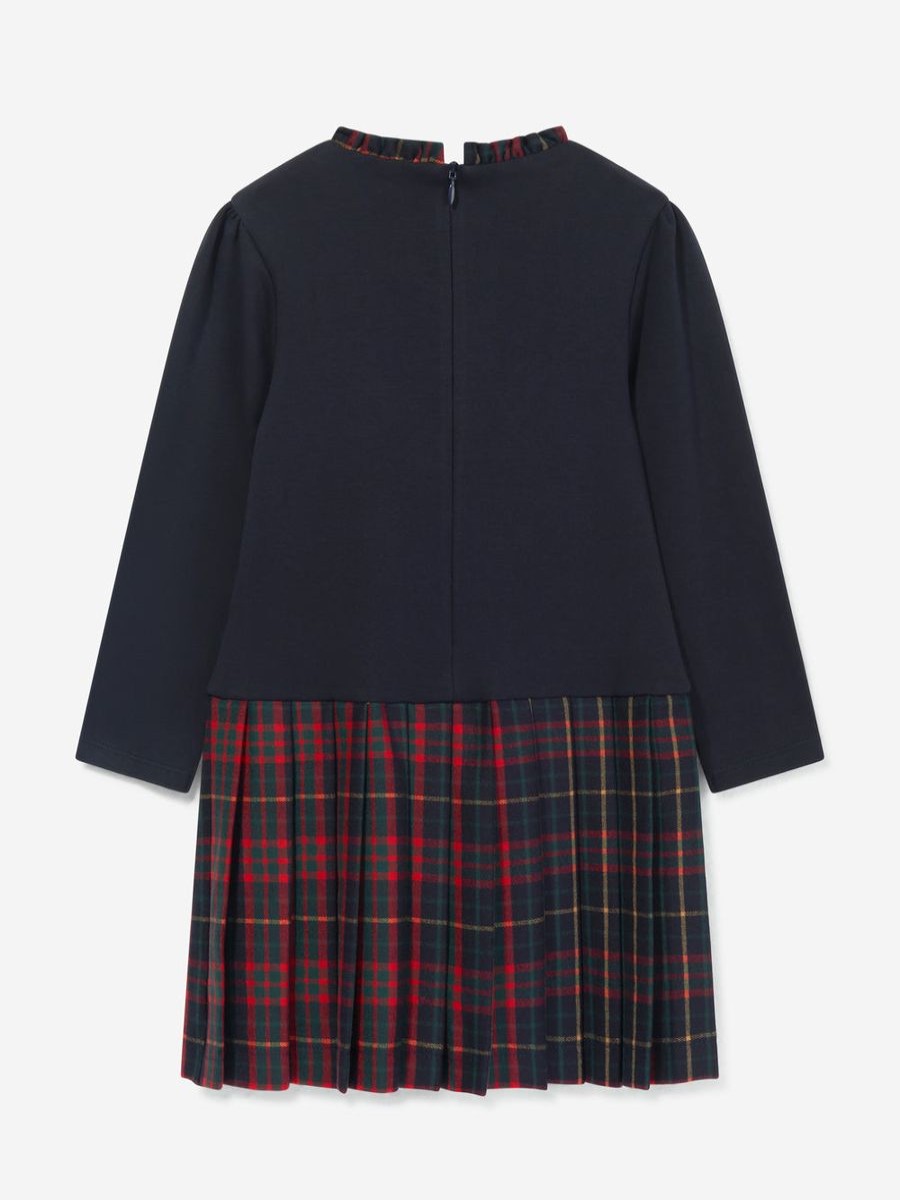 Girls Patachou Dresses | Girls Jersey And Tartan Skirt Dress In Red