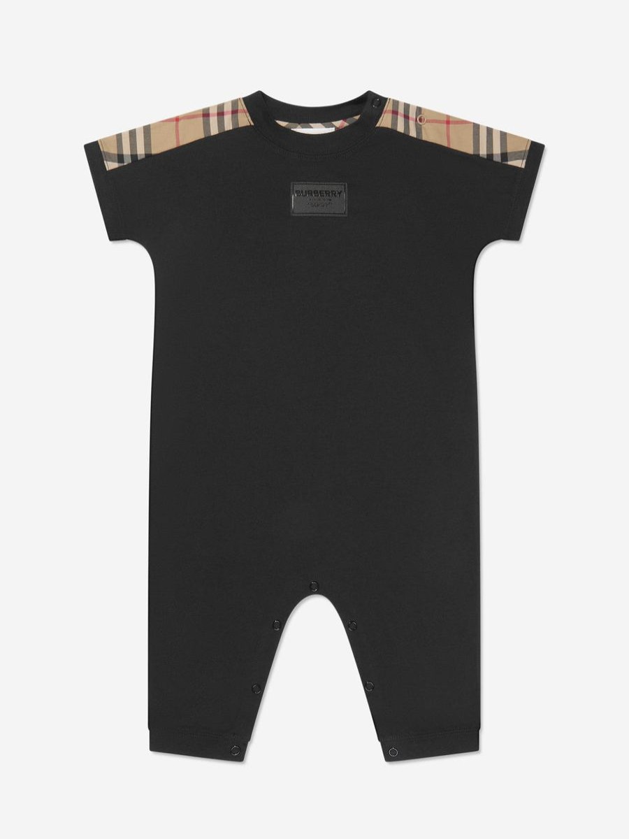 Boys Burberry Kids Babygrows & Rompers | Baby Lennox Romper Set In Black