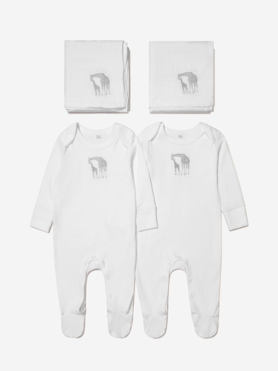 Girls Cotton and Company Babygrows & Rompers | Baby Unisex Organic Cotton Giraffe Babygrow And Muslin Set