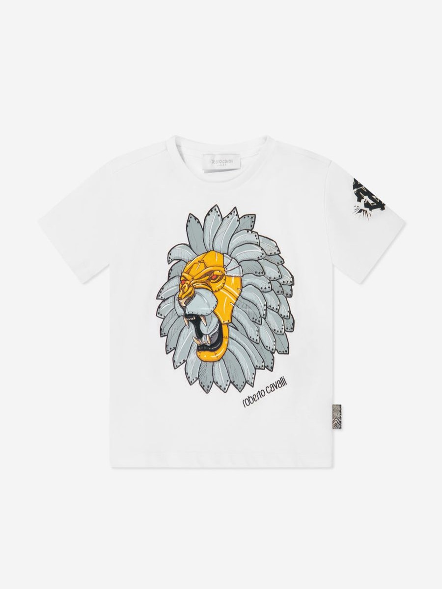 Boys Roberto Cavalli T-Shirts & Tops | Boys Lion T-Shirt In White