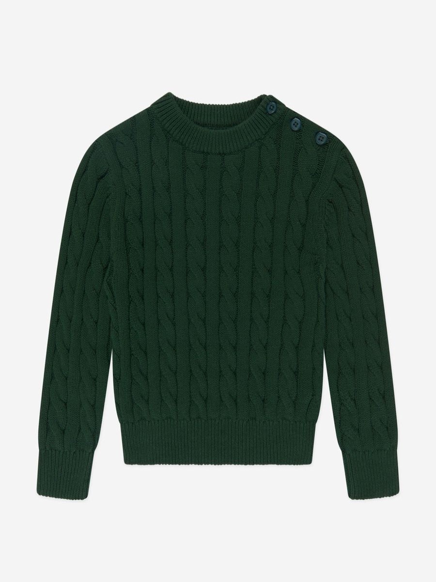 Boys Rachel Riley Jumpers & Cardigans | Boys Cable Knit Jumper In Green