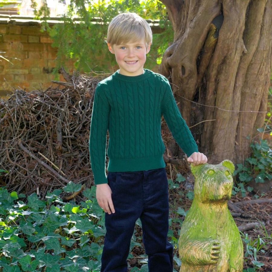 Boys Rachel Riley Jumpers & Cardigans | Boys Cable Knit Jumper In Green