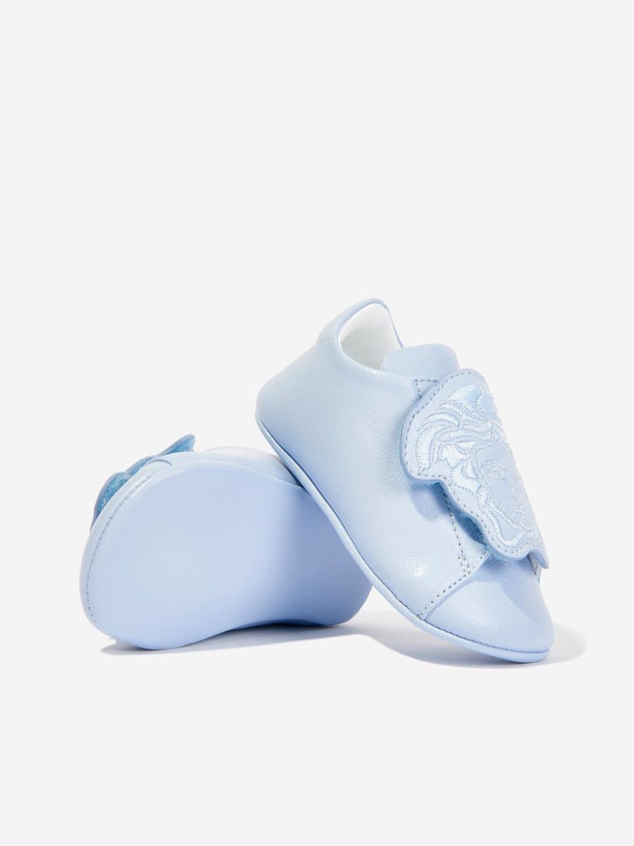 Baby Versace Shoes | Baby Boys Leather Trainers In Blue