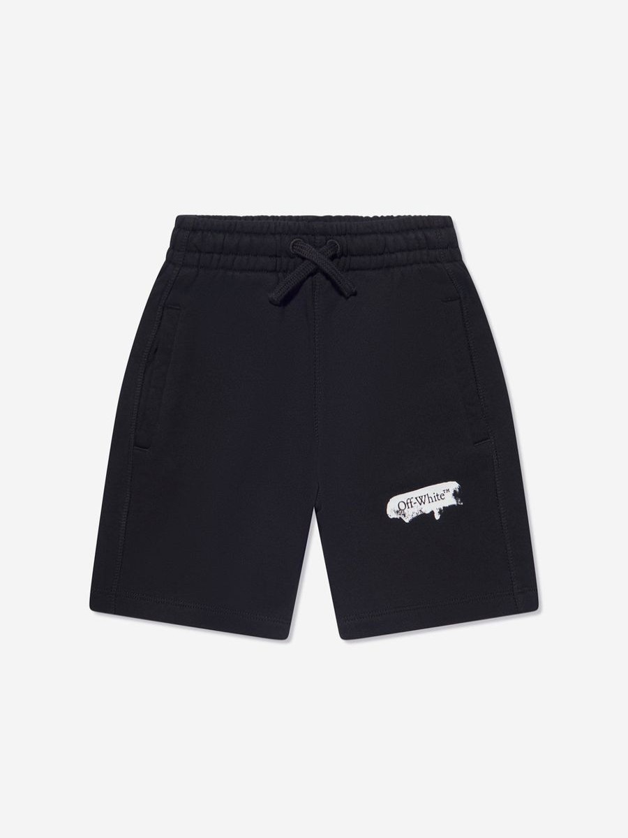 Boys Off-White Shorts | Boys Paint Graphic Sweat Shorts In Black