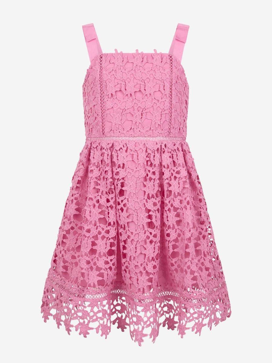 Girls Self Portrait Dresses | Girls Azaelea Lace Dress In Pink