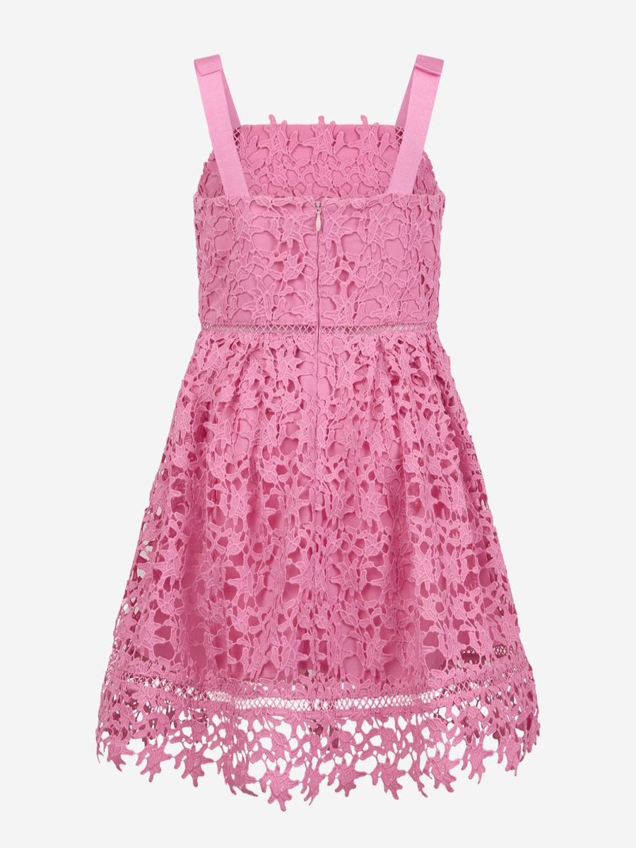 Girls Self Portrait Dresses | Girls Azaelea Lace Dress In Pink