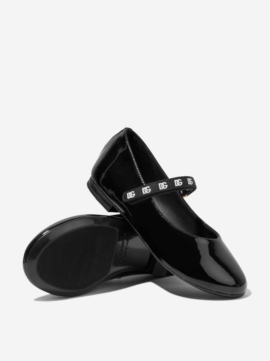 Teen Dolce & Gabbana Kids Footwear | Dolce & Gabbana Kids - Girls Patent Leather Shoes In Black | Childsplay Clothing