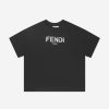 Girls Fendi Kids Tops & T-Shirts | Kids Metallic Logo T-Shirt In Black