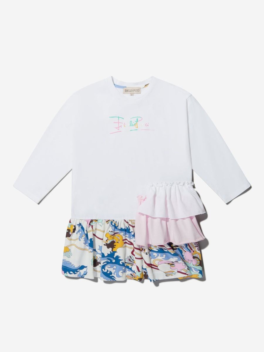 Girls Emilio Pucci Dresses | Girls Cotton Patterned Logo Dress