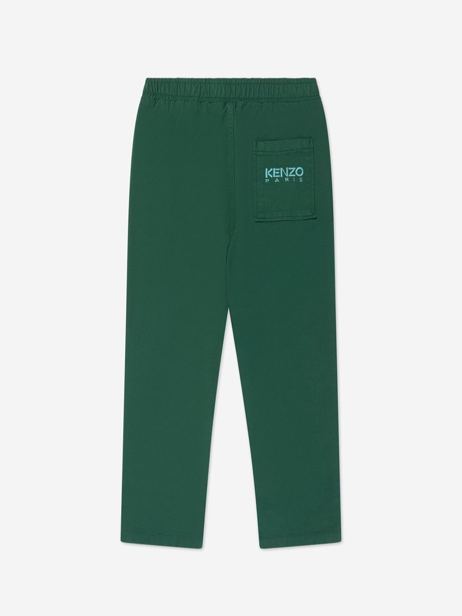 Boys KENZO KIDS Trousers | Kenzo Kids - Boys Straight Cut Twill Trousers In Green | Childsplay Clothing