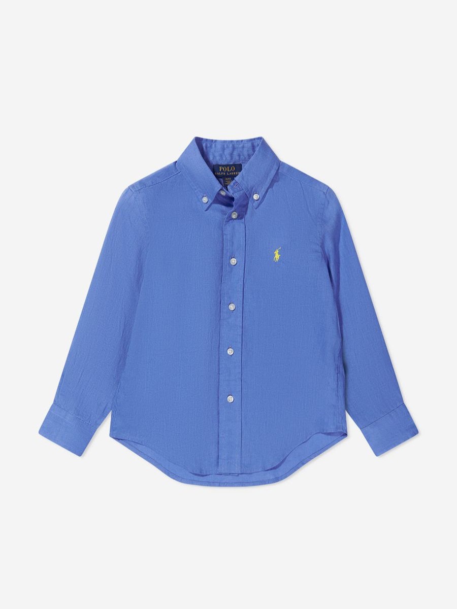 Boys Ralph Lauren Kids Shirts | Boys Linen Logo Shirt In Blue