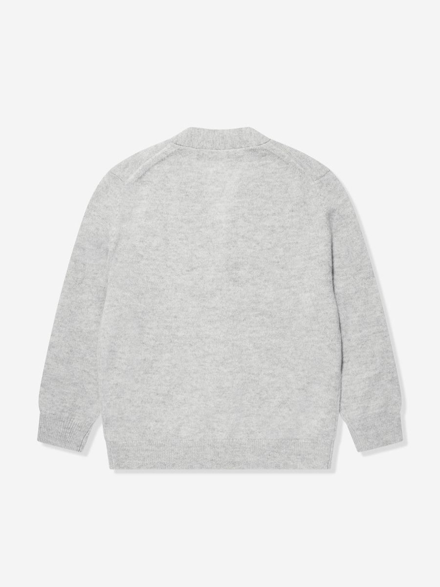 Boys Acne Studios Jumpers & Cardigans | Kids Wool Logo Cardigan In Grey