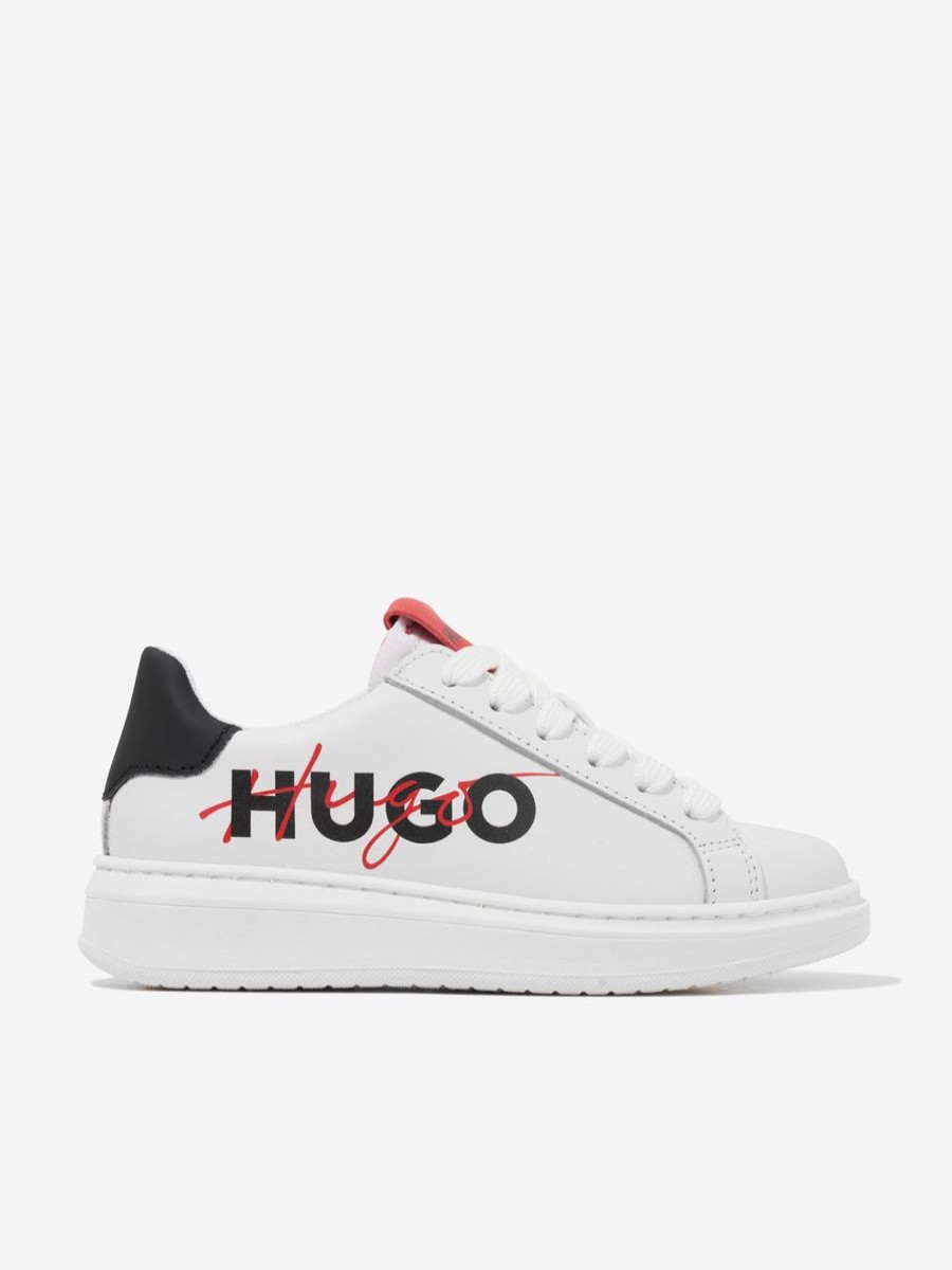 Boys Hugo Sneakers | Boys Leather Logo Trainers In White