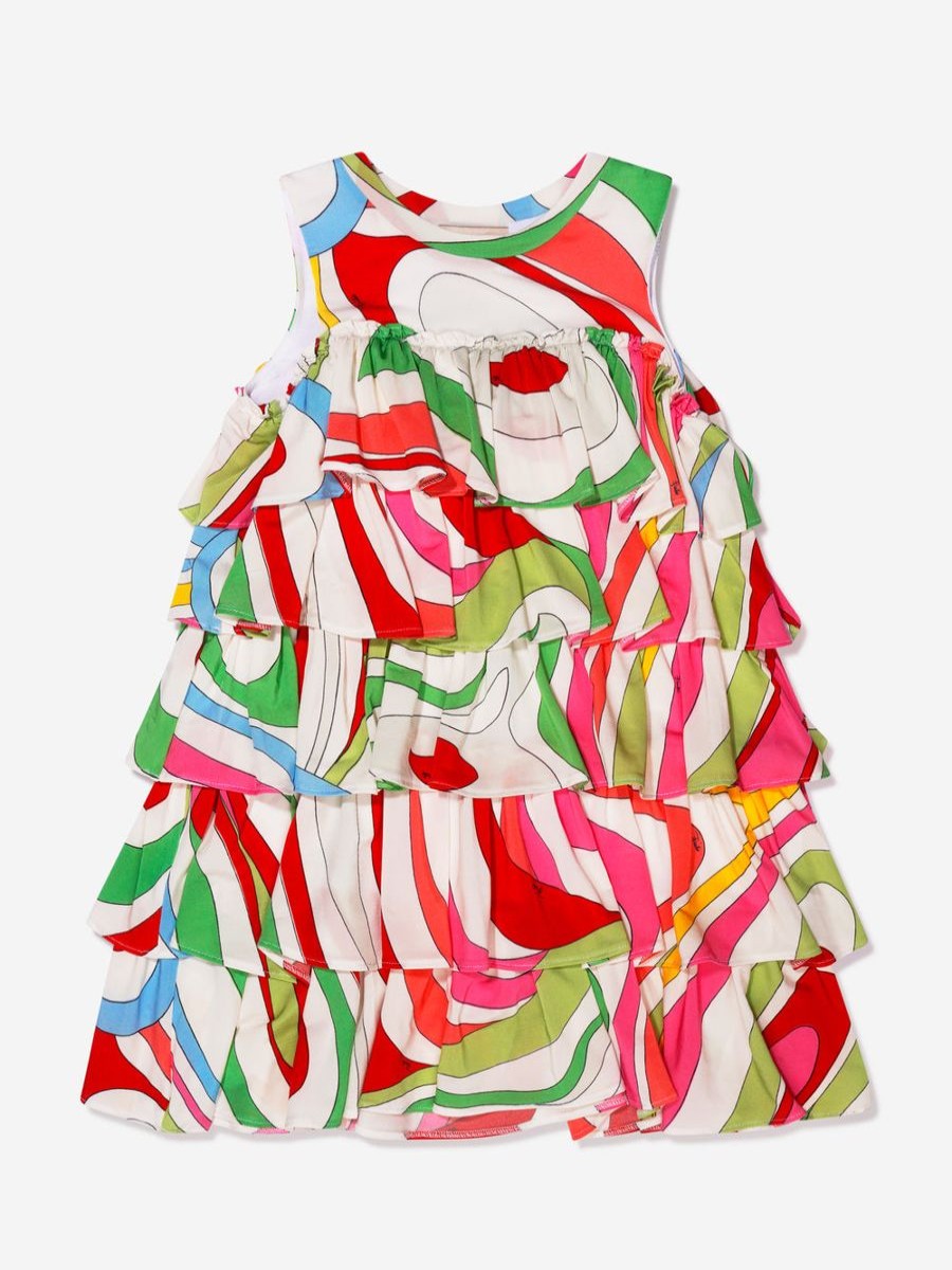 Girls Emilio Pucci Dresses | Girls Sleeveless Marmo Dress In Multicolour