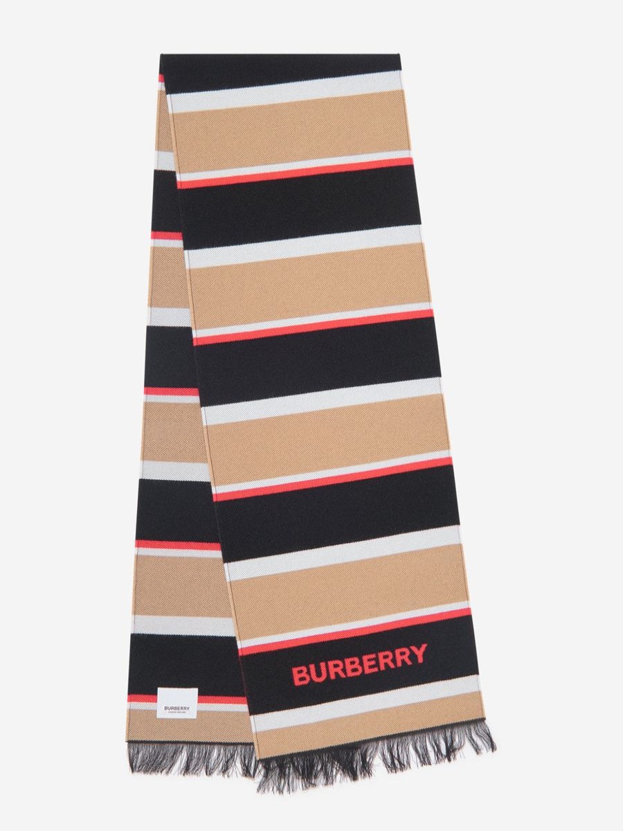 Boys Burberry Kids Scarves & Gloves | Kids Icon Rugby Stripe Scarf In Beige