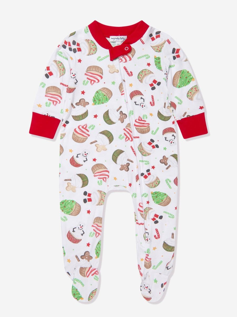 Boys Magnolia Baby Babygrows & Rompers | Baby Festive Cupcakes Zipper Babygrow In White