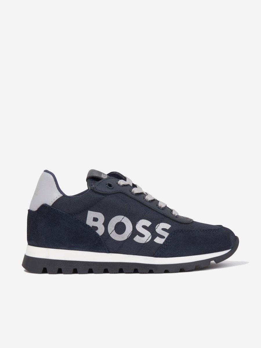 Boys BOSS Sneakers | Boys Retrorunner Trainers In Navy