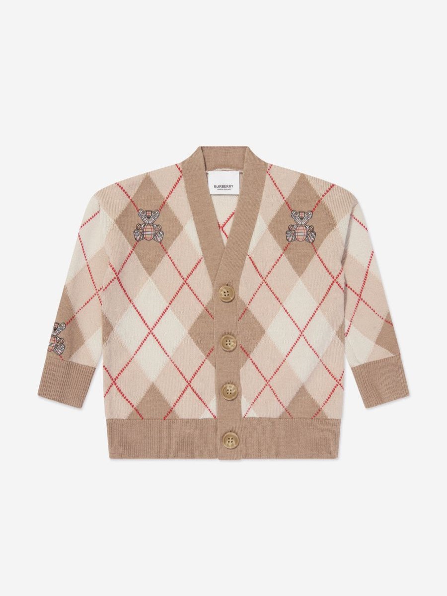 Boys Burberry Kids Jumpers & Cardigans | Baby Boys Baile Bear Cardigan In Soft Fawn