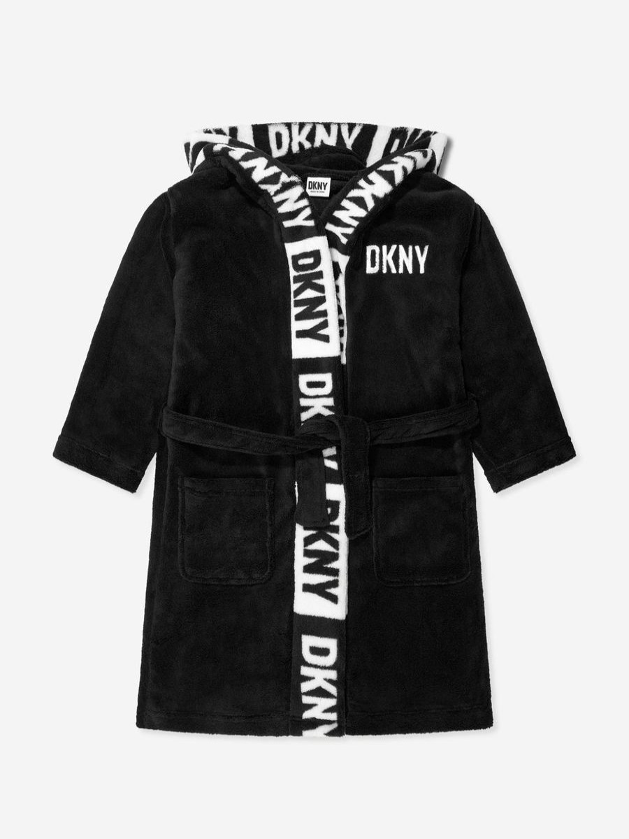 Boys DKNY Nightwear & Pyjamas | Boys Logo Bathrobe In Black