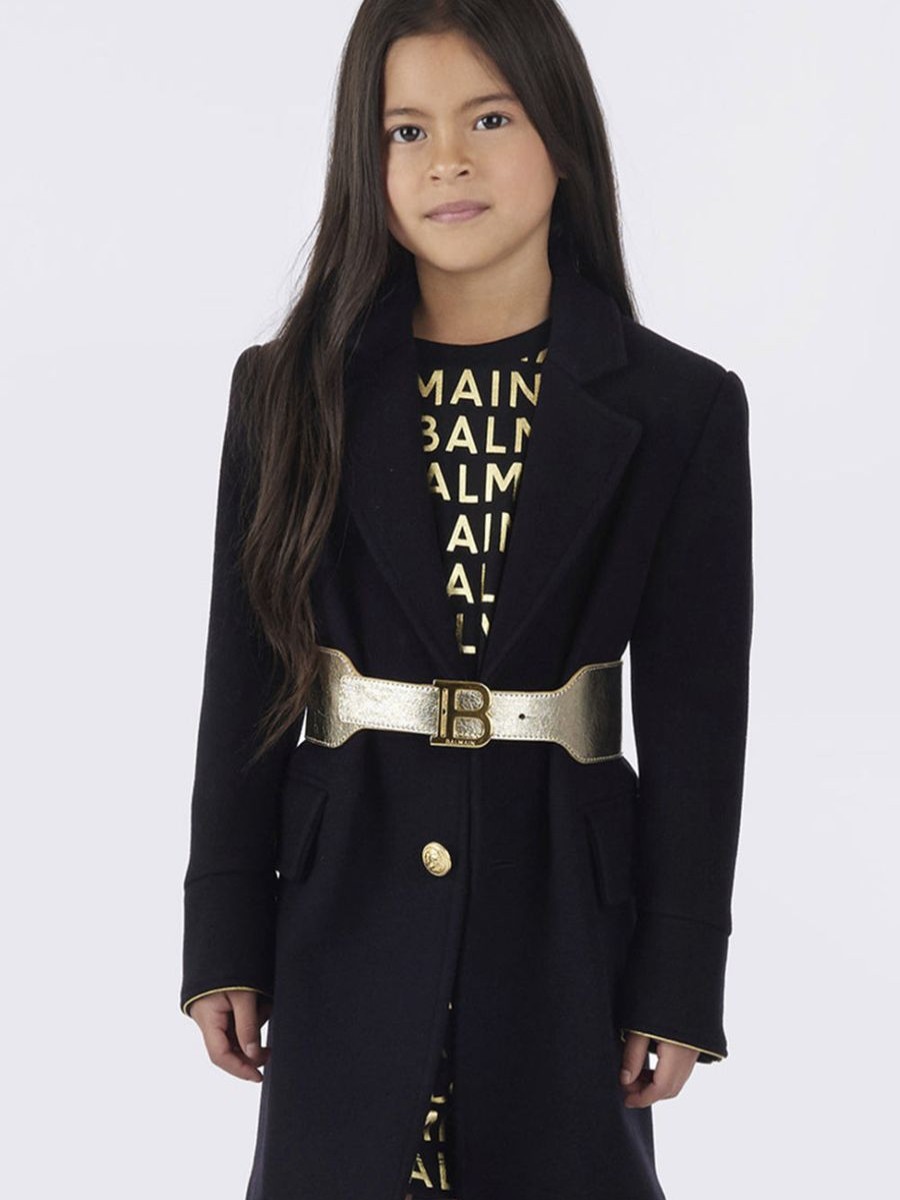 Teen Balmain Coats & Jackets | Girls Laminated Leather Belt In Gold