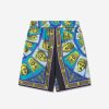 Boys Versace Shorts | Boys Maschere Silk Shorts In Green