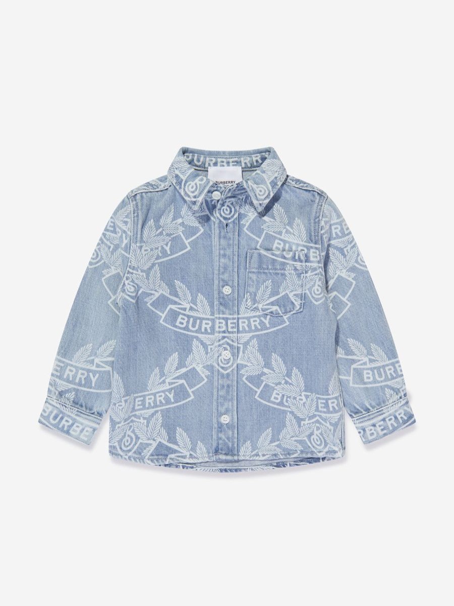 Boys Burberry Kids Shirts | Baby Boys Owen Crest Shirt In Blue