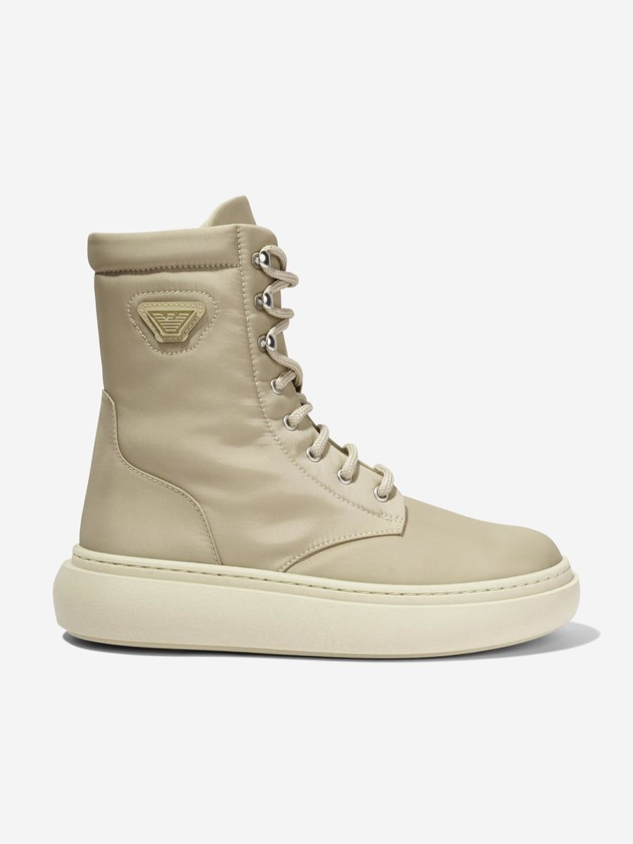 Boys Emporio Armani Boots | Boys Lace Up Boots In Beige