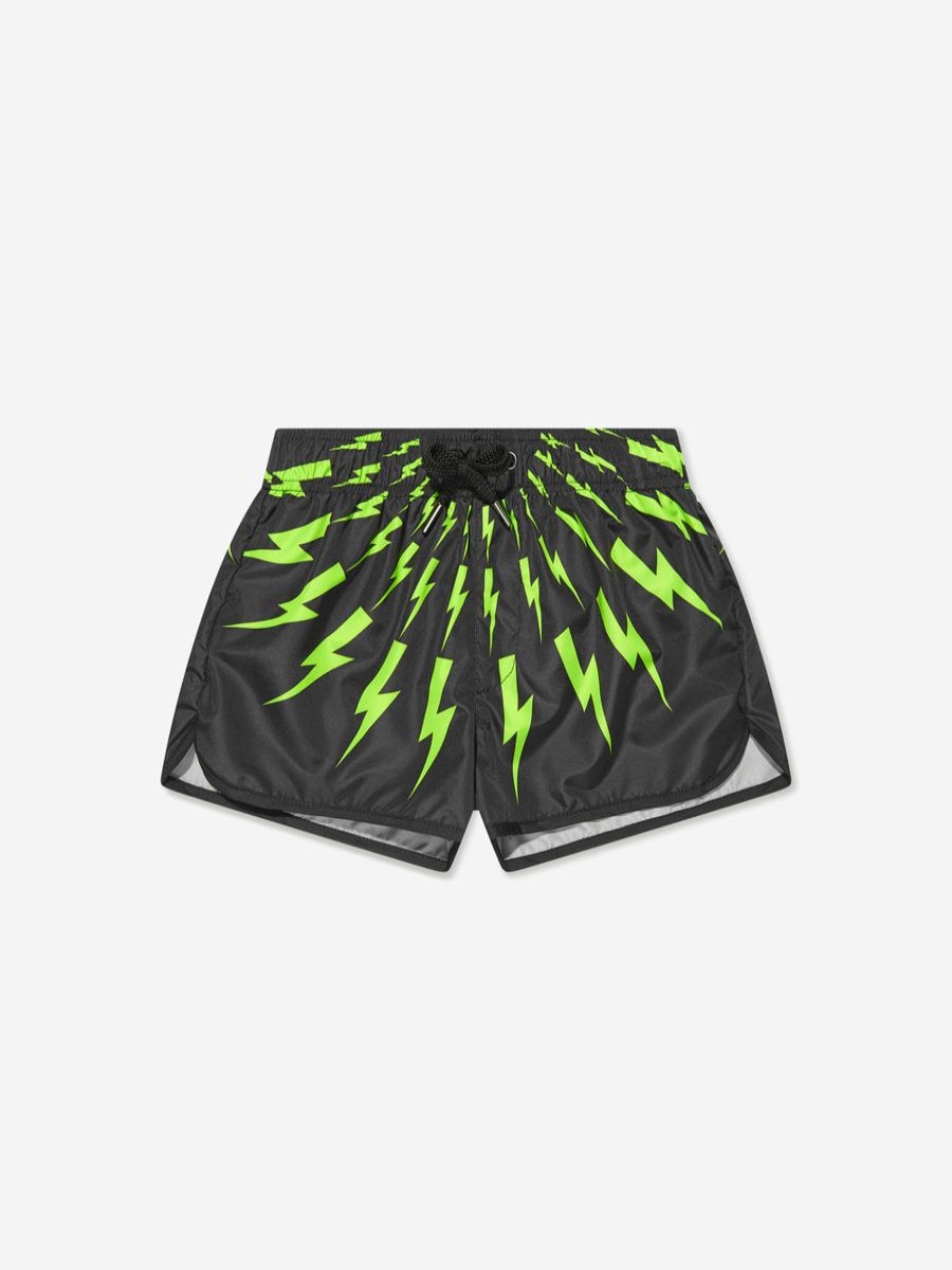 Boys Neil Barrett Swimwear | Boys Thunderbolt Swim Shorts In Black