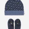 Boys BOSS Socks | Baby Boys Hat & Slipper Socks Gift Set In Navy