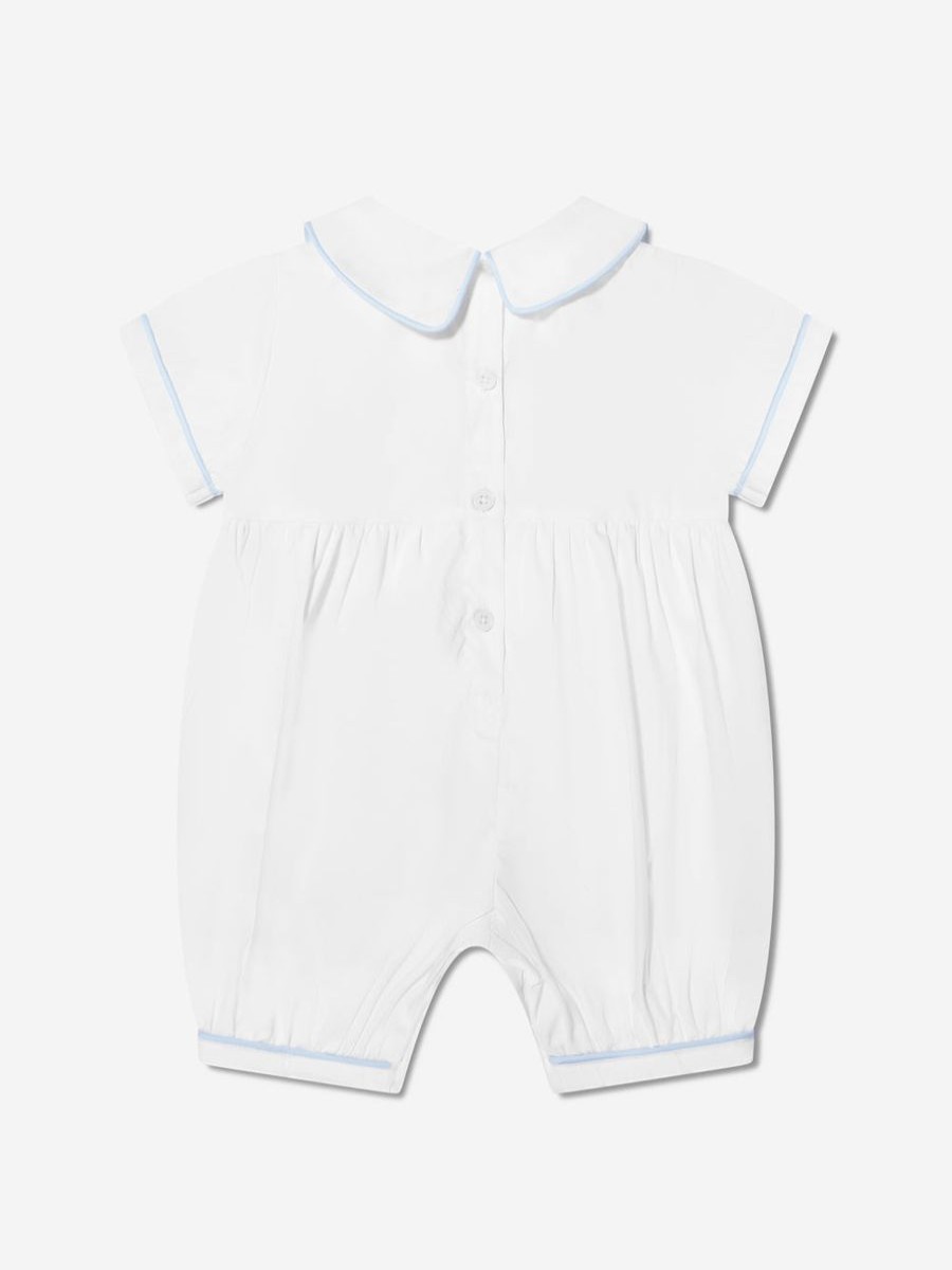 Boys Rachel Riley Babygrows & Rompers | Baby Boys Prince Crown Embroidered Romper In Ivory