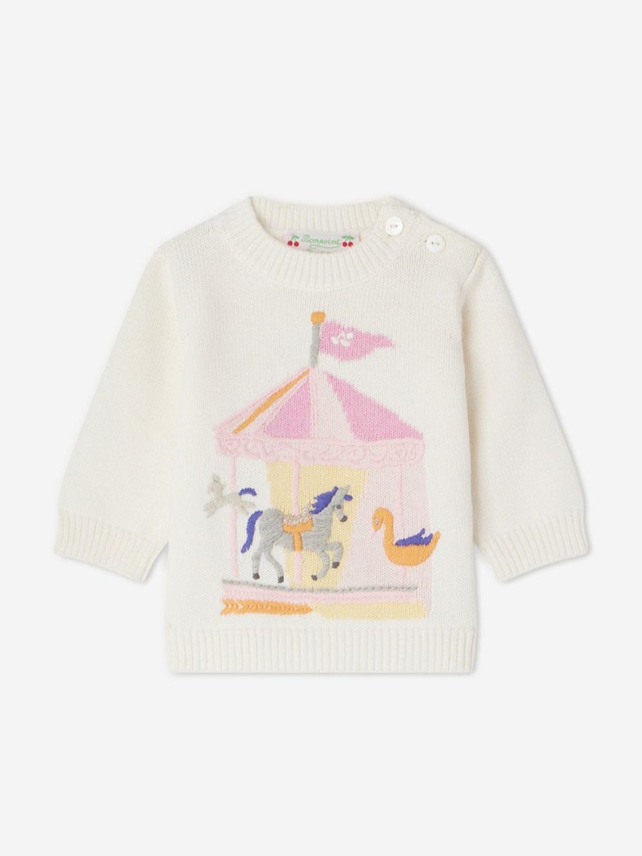 Baby Bonpoint Jumpers & Cardigans | Baby Girls Almire Cashmere Jumper In Ivory