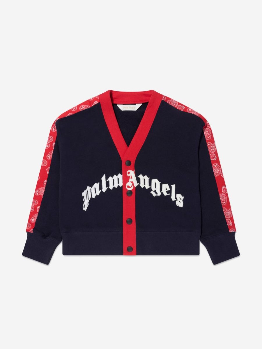 Boys Palm Angels Jumpers & Cardigans | Boys Logo Bears Paisley Cardigan In Navy