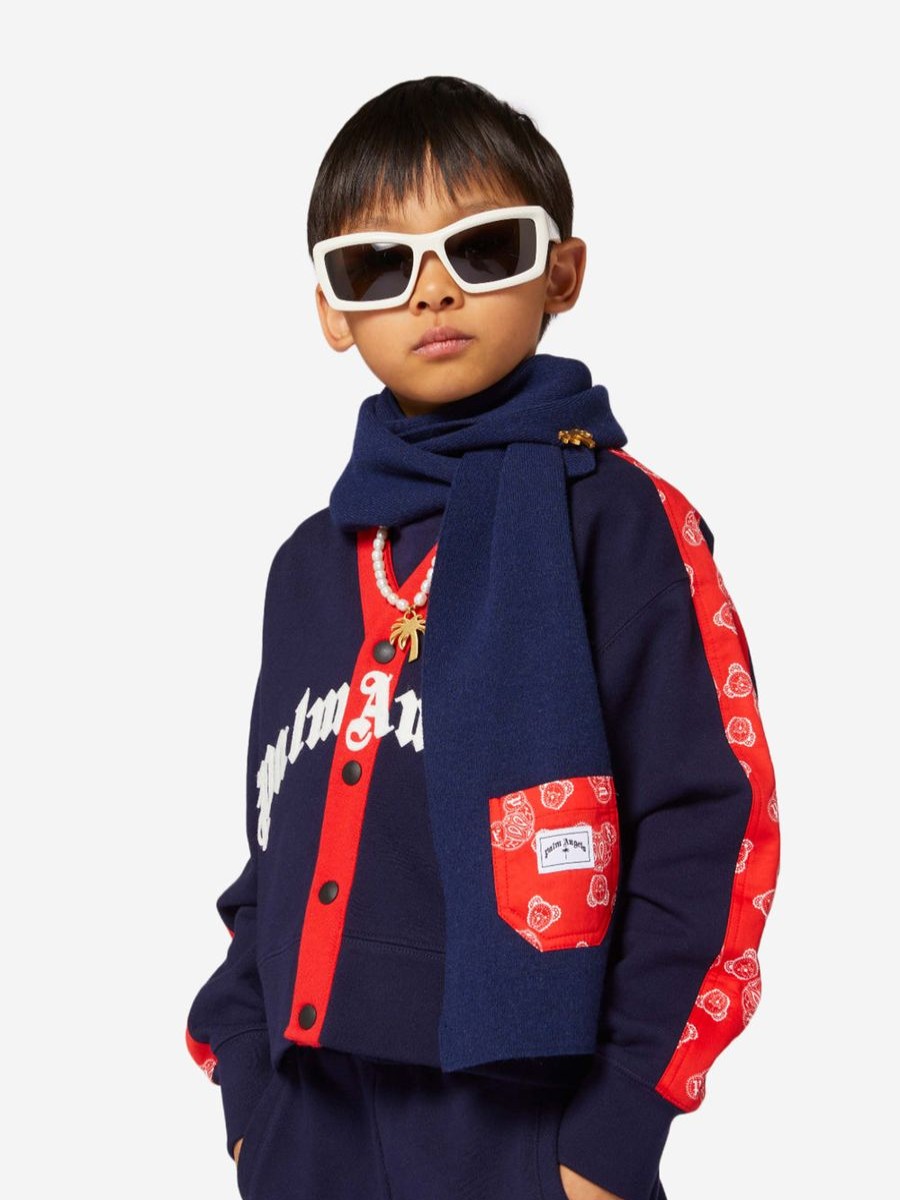 Boys Palm Angels Jumpers & Cardigans | Boys Logo Bears Paisley Cardigan In Navy