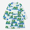 Girls Mini Rodini Dresses | Mini Rodini - Girls Organic Cotton Loch Ness Long Sleeve Dress In Green | Childsplay Clothing