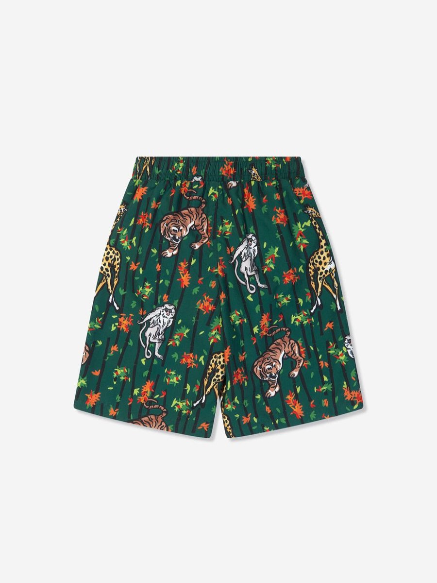 Boys KENZO KIDS Swimwear | Kenzo Kids - Boys Bamboo Jungle Swim Shorts In Green | Childsplay Clothing