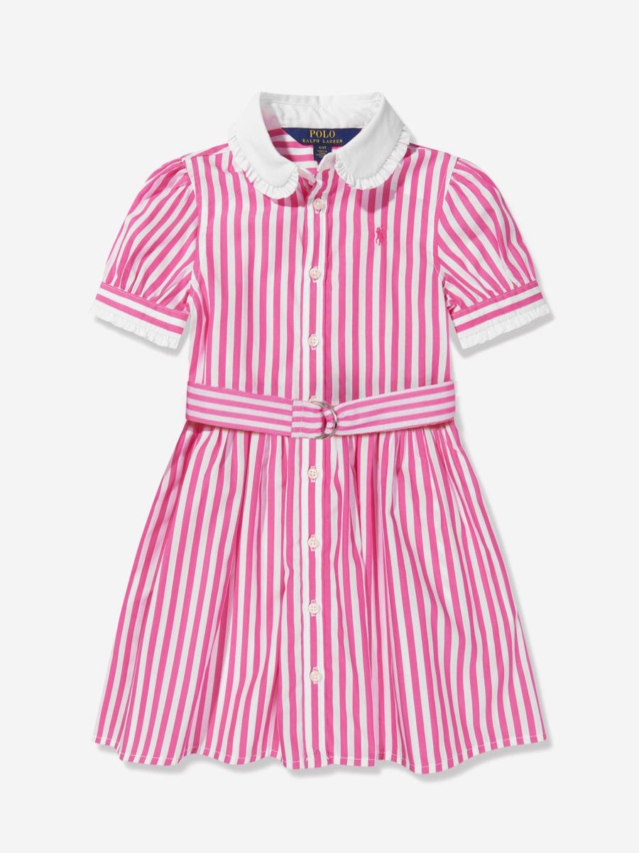 Girls Ralph Lauren Kids Dresses | Girls Striped Shirt Dress In Pink