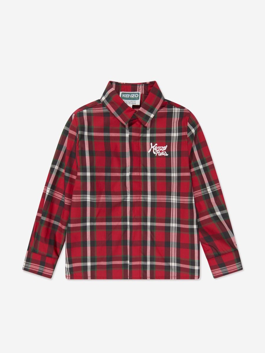 Teen KENZO KIDS Shirts | Boys Checked Shirt In Red