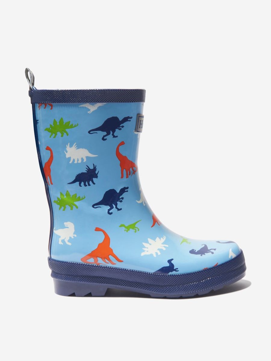 Boys Hatley Kids Baby Boots | Boys Prehistoric Dinos Shiny Rain Boots