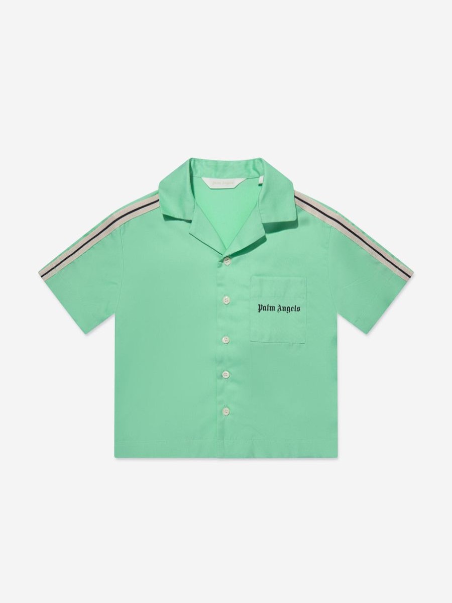 Boys Palm Angels Shirts | Boys Track Shirt In Green