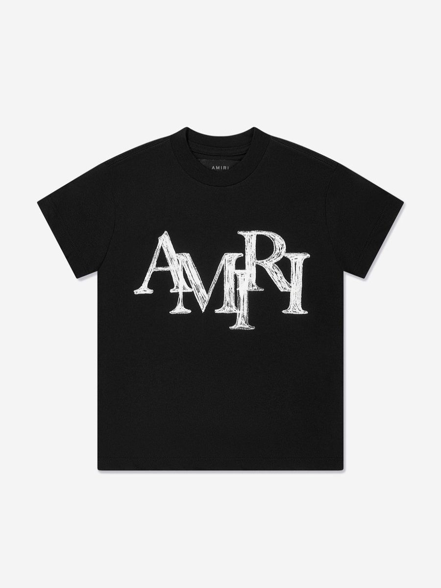 Boys Amiri T-Shirts & Tops | Kids Staggered Scribble Logo T-Shirt In Black