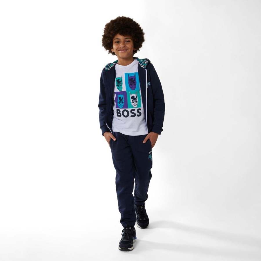 Boys BOSS Sweatshirts & Hoodies | Boys Zip Up Top In Navy