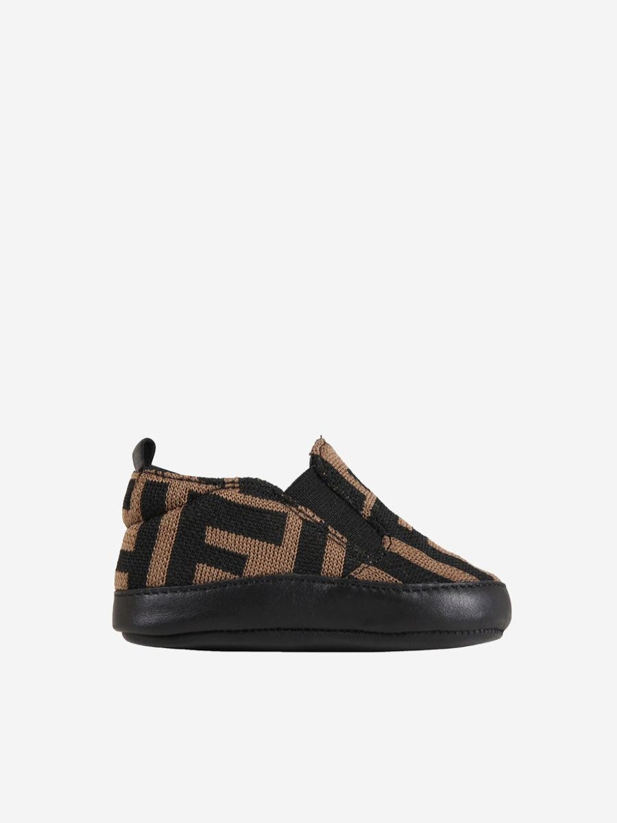 Baby Fendi Kids Shoes | Fendi Kids - Baby Boys Ff Logo Slip On Shoes In Brown | Childsplay Clothing